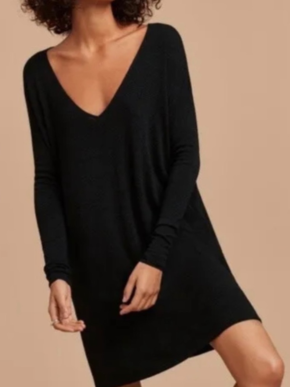 Aritzia Wilfred Free Gail Long Sleeve Jersey Knit Dress Medium Black